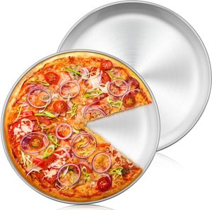 Plat à pizza de 7 pouces, plat à pâtisserie en aluminium noir antiadhésif pour la maison, la cuisine, le restaurant, l'hôtel, les mariages, la restauration, les fêtes, la maison - Product Image 1
