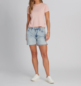 เสื้อยืดคอวีแขนสั้นของผู้หญิงทรงพอดีตัวแบบสบายๆดีไซน์เปิดไหล่สำหรับฤดูร้อนออกแบบได้ตามต้องการ - Product Image 2