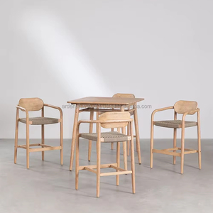 Ensemble de salle à manger moderne et minimaliste Table à hauteur standard en bois naturel avec sièges pour café et hôtel restaurant utiliser des meubles de cuisine - Product Image 1
