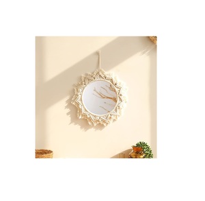 Top Vente Moderne Macramé Mur Monté Miroir Finition Naturelle Décoration De Noël Coloré Décoratif - Product Image 2