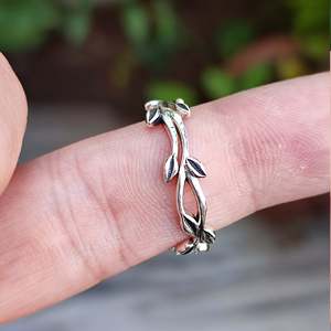 925 Sterling <b>Silver</b> Leaf <b>Ring</b> Dainty Thin Band Midi Knuckle <b>Stack</b> Women's Stacking <b>Ring</b> for Gift - Product Image 6
