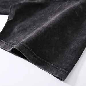 Vintage Washed Dirty Style Men's Customized T-shirts 100% Cotton <b>Canvas</b> Fabric Quick Dry Breathable 220g Distressed 2025 - Product Image 2