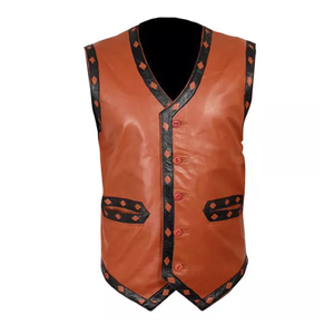 Top Trending Products Moda Nuevo modelo Chaleco de cuero de color personalizado Diseño personalizado Logotipo Chaleco bordado de cuero - Product Image 1