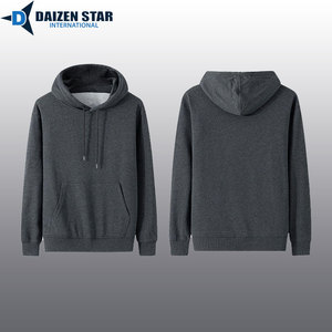 Sweat à capuche décontracté pour homme, hiver, 100% coton, écologique, respirant, coupe-vent, uni, logo personnalisé sur le devant, 300-500 grammes - Product Image 4