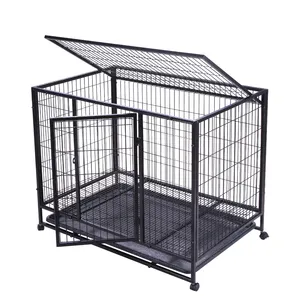 4x4x4.5ft grande porte extérieure enduite de poudre noire pliée chenil robuste pour chien cage pour animaux