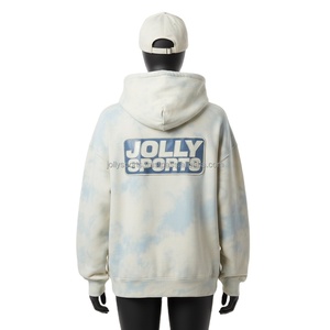 Sweat à capuche pour femme Sun Fade 330 GSM en molleton de coton doux Tie Dye bleu beige avec logo personnalisé imprimé à l'écran, coupe confortable, lavage facile - Product Image 2