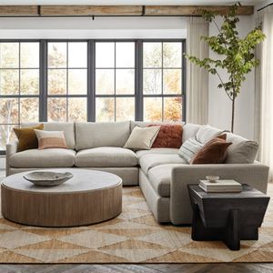 Deep 4-Piece L-Shaped Chesterfield Sofa <b>Set</b> 3 Seater <b>Wedge</b> Sectional with Chaise Lounge for Home Living Room Fabric Material - Product Image 4
