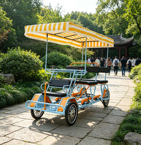 Four Person Tandem Bike Sightseeing <b>Bicycle</b> Touring Pedal Car with Sun Canopy - Product Image 3