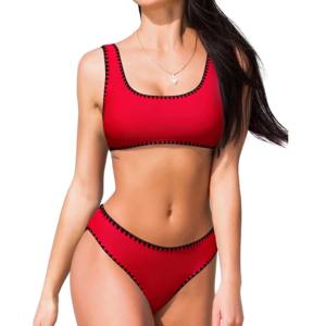 Venta de fábrica, conjunto de Bikini de dos piezas de alta calidad, traje de baño deportivo de cintura alta, conjunto de ropa interior para mujer, patrón de letras para mujeres y niñas - Product Image 1