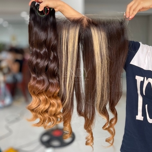 Extensions de cheveux humains vietnamiens couleur ombre rebondissante de haute qualité avec prix de gros frontale et paquet 2025 - Product Image 5
