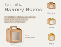 Boîte à gâteau haute de luxe en carton kraft doré avec fenêtre et poignée pour gâteau à étages, mini bocal à vin, pot à miel, panier cadeau de mariage, demoiselle d'honneur, Noël