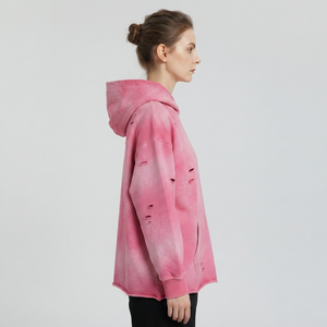 Oferta Especial: Sudadera con Capucha Oversize de Algodón Grueso, Teñida Anudada, Transpirable, Ecológica, Estilo Urbano Desgastado para Invierno - Product Image 6