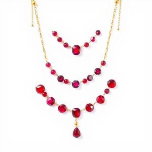 สร้อยคออัญมณีสีแดงหรูหราจี้เงิน925สร้อยโช้คเกอร์อย่างดีสำหรับผู้หญิงและเด็กผู้หญิง - Product Image 3