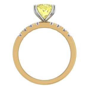 ได้รับการรับรองจาก IGI 3.00กะรัตแหวนเพชรรูปวงรีสีเหลืองแฟนซีมีความคมชัด VVS2สำหรับปลูกในห้องปฏิบัติการที่ตกแต่งด้วยเพชรสีทอง18K สีเหลือง - Product Image 3