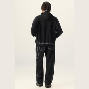 Survêtement pour homme en molleton lourd surdimensionné avec logo personnalisé, sweat-shirt à capuche et pantalon de survêtement en coton chaud délavé au soleil pour homme - Product Image 5