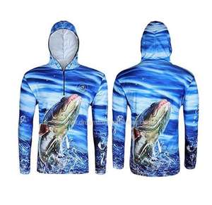 Sudadera con Capucha de Pesca Unisex de Manga Larga con Protección UV Personalizada UPF 50, Secado Rápido, Spandex/Poliéster, Transpirable, Estampada - Product Image 1