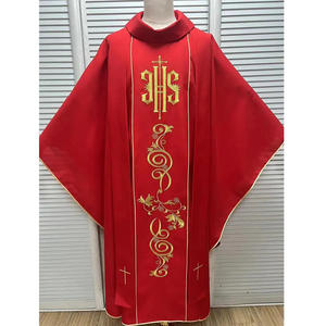 Nouvelle arrivée, chasuble en polyester mat avec broderie, avec étole, sur mesure, blanc, rouge, vert, broderie 2025 - Product Image 5