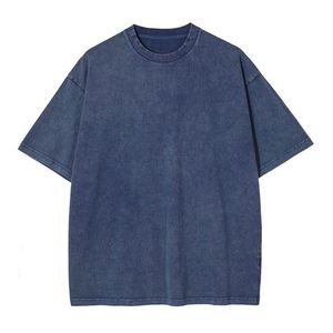 Couleurs rondes T-shirt surdimensionné uni personnalisé surdimensionné 100% coton t-shirt imprimé Vintage coton biologique t-shirts lavage à l'acide t-shirt - Product Image 1