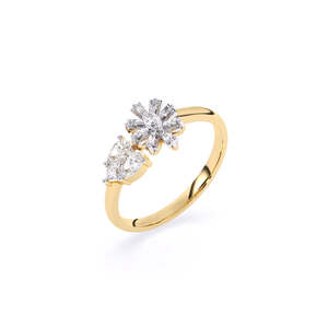 Bague multi-formes fleur Toi et Moi en diamant de laboratoire pour usage quotidien, 0,43 ct, en or jaune, blanc et rose 9 carats - Product Image 3