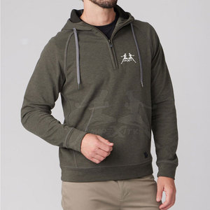 Sudadera con capucha de media cremallera Premium para hombre con manga larga de secado rápido Impresión de logotipo personalizado 100% algodón Ropa de calle con cremallera completa - Product Image 4