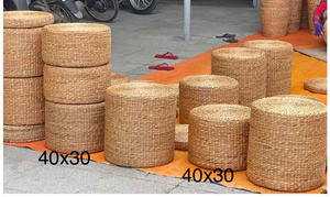 Handmade Water Hyacinth Floor Cushion Braided Hyacinth Ottoman <b>Stool</b> Round Shape - Product Image 6