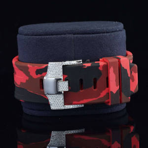 Reloj de pulsera de acero inoxidable Premium de marca personalizada, aspecto de diamante completo, moissanita completamente helada, disponible, oro amarillo blanco para - Product Image 3