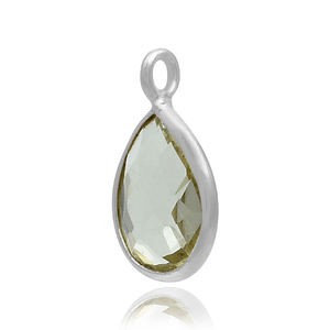 925 Sterling Silver Natural Gemstone Pendant <b>Green</b> Amethyst with Silver Plating Bulk Charm Necklaces for Party Jewelry Making - Product Image 2