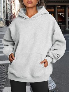 Sweat à capuche surdimensionné 100% coton pour femmes, pull personnalisé, épaule tombante, blanc avec col à capuche respirant - Product Image 6