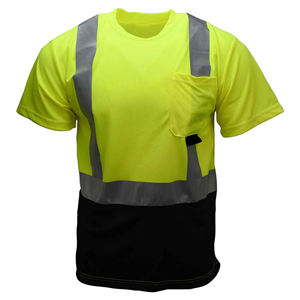 Camisetas de Trabajo de Alta Visibilidad, Color Amarillo Fluorescente, 100% Poliéster, Manga Corta, Uniformes de Seguridad Personalizados, Ropa de Trabajo - Product Image 1