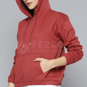 Sweat-shirts d'hiver à capuche personnalisés pour femmes, 100 % coton, respirants, anti-plis, couleur unie, streetwear, impression de logo frontal, faible MOQ - Product Image 2