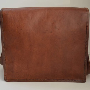 Handmade 13/15/18 Inch Genuine Men's Full Grain Leather Messenger <b>Briefcase</b> <b>Bag</b> Distressed Shoulder/Crossbody Embroidery Button - Product Image 1