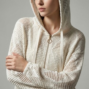 Sudadera Casual con Capucha y Cierre de Cremallera, Patrón Geométrico, Temporada de Primavera, 90% Viscosa - Product Image 3