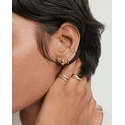 Boucles d'oreilles créoles audacieuses géométriques en forme de croix, zircon et perle, en acier inoxydable plaqué rhodium et titane, pour les soirées - Product Image 2