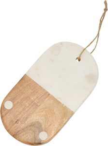 Planche à découper en marbre et bois d'acacia avec lien en jute blanc, planche de service et de découpe bicolore naturelle pour la cuisine et la salle à manger - Product Image 5