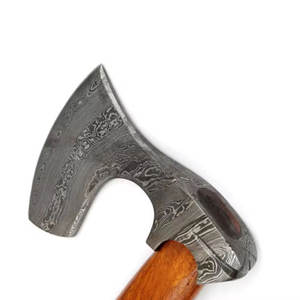 Hache de camping professionnelle pour l'extérieur, tête en acier à motif artisanal avec manche en bois long et durable pour le bushcraft, la chasse et les tâches utilitaires - Product Image 4