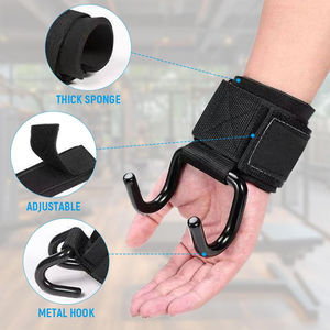 Comfort Fit Rod Hooks For Pull-Ups And Back Workout Weightlifting Hook With <b>Wrist</b> <b>Support</b> - Product Image 2