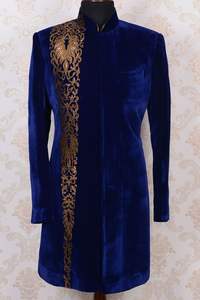 Vestido Sherwani bordado elegante para hombre 2022, pantalones indooccidentales de terciopelo de seda transpirable, trajes de talla grande para fiesta de boda a juego - Product Image 2