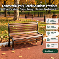 Banc de jardin moderne en fonte avec assise et dossier en bois massif, écologique et durable, pour espaces publics, écoles, hôtels