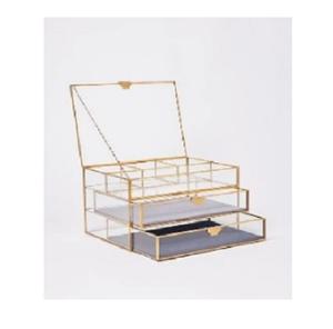 Boîte à bijoux rectangulaire en fer faite à la main, rangement en métal le plus vendu pour étui à bijoux en verre de table indien - Product Image 6