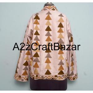 Veste en velours dessinée à la main, 100% coton, tissu tricoté, motif floral brodé, écologique, respirant, pour filles - Product Image 5