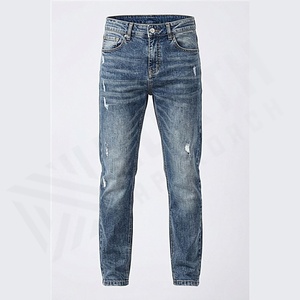 Hot Sale Men <b>Jeans</b> Denim Long Pants Stretch Casual Zipper Straight <b>Slim</b> Pockets Solid Color Autumn Cotton Pant Customized Color - Product Image 1