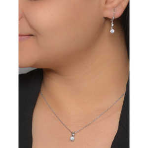 Single Solatire <b>Fine</b> <b>Jewelry</b> <b>Set</b> for Women Including Long Earrings and Necklace - Product Image 3