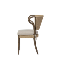 Chaise de salle à manger moderne en teck européen avec dossier en corde courbé, siège rembourré, cadre en bois massif durable et écologique, mobilier de maison