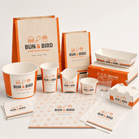 Boîte d'emballage en papier kraft de style dessin animé pour hamburgers personnalisés, poulet frit coréen, à emporter, pour repas rapides