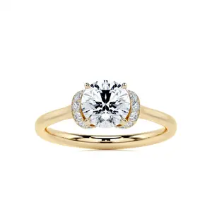 K14ソリッドゴールド梨ラボ成長ダイヤモンドリング天国のハロー婚約指輪ファインジュエリーアニバーサリーギフト