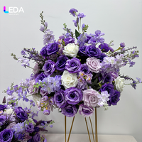 LEDA Arrangement floral artificiel très vendu, série violette, boule de fleurs en soie, centres de table pour la décoration de mariages et d'événements