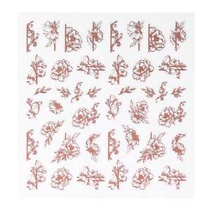 GLOSSYBLOSSOM Botanic Bliss 2D Nail Art Decal Autoadhesivo Floret Decoración Deco Golden Rose 69031 Calcomanías adhesivas para uñas - Product Image 1