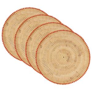 Napperon rond en rotin avec bordure perlée Produits écologiques Fabriqués au Vietnam Décoration de table Napperon tissé Vente en gros Moderne - Product Image 2