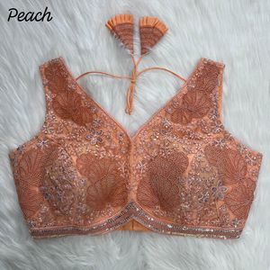 Blouse de soirée élégante entièrement brodée avec de magnifiques travaux faits à la main, richement ornée et entièrement cousue - Product Image 5