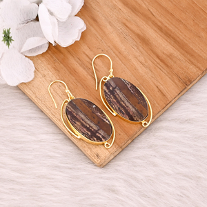 ต่างหูดีไซน์แบบโบโฮของผู้หญิงทำด้วยมือต่างหูทองเหลืองอัญมณีแจสเปอร์สีเหลืองชุบทองเครื่องประดับแฟชั่นสำหรับงานแต่งงาน - Product Image 3